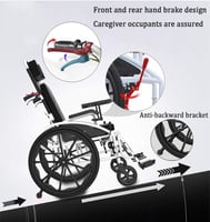 كرسي متحرك قابل للطي يدويًا للمعاقين مع مرحاض متعد...