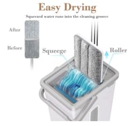 ممسحة مسطحة من المايكروفايبر مع دلو، ممسحة ارضية خ...