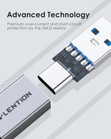 محول USB-C انثى الى USB-A ذكر (قطعتان) من لينتيون،...