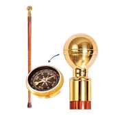 عصا مشي طبية Rite Care EA622 خشبية بمقبض نحاسي وبو...