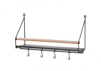 منظم حائطي من IKEA مع رف وخطافات وقضيب خشبي 42×26×...