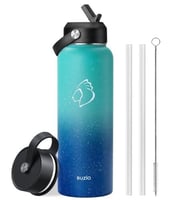 زجاجة مياه من بوزيو معزولة مع غطاء بماصة وغطاء مرن...