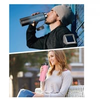 زجاجة مياه عازلة من بوزيو مع غطاء مرن بماصة، سعة 4...