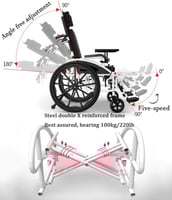 كرسي متحرك قابل للطي يدويًا للمعاقين مع مرحاض متعد...