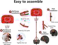 نظام حلقة كرة سلة وشبكة سلة، حامل مزود بعجلات بارت...