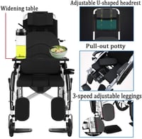 كرسي متحرك قابل للطي يدويًا للمعاقين مع مرحاض متعد...