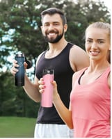 زجاجة مياه عازلة من بوزيو مع غطاء مرن بماصة، سعة 4...