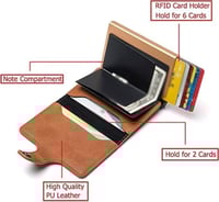 جلد بني لل رجال - محفظة للبطاقات والهويات