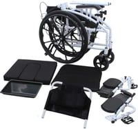 كرسي متحرك قابل للطي يدويًا للمعاقين مع مرحاض متعد...