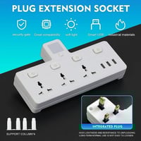 مقبس تمديد كهربائي 3 مخارج و3 USB مع ضوء ليلي