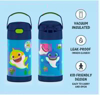 زجاجة مياه للأطفال ثيرموس معزولة 12 أونصة بقشة قاب...