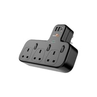 فيش جداري مشترك كهرباء بـ3 منافذ ثلاثية ومنفذين US...