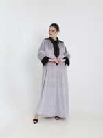 جلابيه مخمل رمادي فاتح