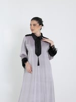 جلابيه مخمل رمادي فاتح