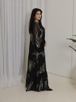 جلابيه شيفون اسود وذهبي