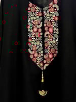 جلابية لينون اسود مطرز