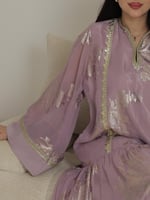 جلابيه شيفون طبقات موف ذهبي