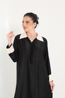 جلابيه حرير اسود ساتان بالأستراس