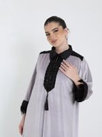 جلابيه مخمل رمادي فاتح