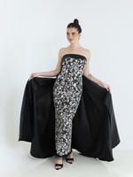 فستان تفته اسود بذيل