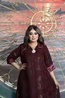 جلابيه عنابي غامق شيفون مشجر