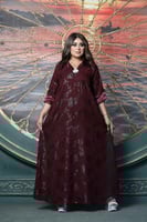 جلابيه عنابي غامق شيفون مشجر