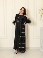 جلابيه كريب اسود وتل