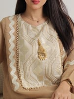 جلابيه بيج لينن مطرز بذهبي