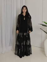 جلابيه شيفون اسود وذهبي