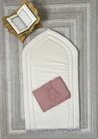 طقم سجادة وشرشف صلاة زهري