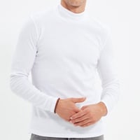 فنيلة رجالي كم طويل رقبة أبيض