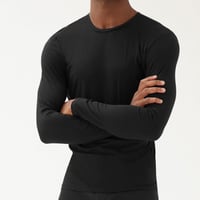 فنيلة رجالي كم طويل دائري أسود