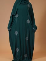 ثوب صلاه أخضر تطريز فضي
