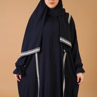 طقم سجادة و ثوب صلاة مطرز كحلي