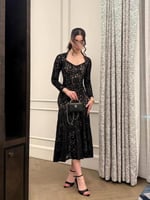 فستان دانتيل بطانه سترتش R81