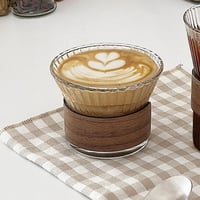 كوب قهوة زجاجي بحلقة خشبية 200 مل