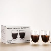 طقم كوبين قهوة زجاجي حجم - 350مل