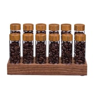مجموعة من 12 عبوة سنقل دوز لحبوب القهوة مع قاعدة خ...