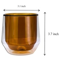 كوب زجاج بجدار مزدوج سعة 250 مل لون اصفر