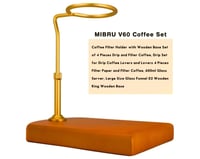 قاعدة تقطير القهوة خشبية مع حامل معدني لون ذهبي