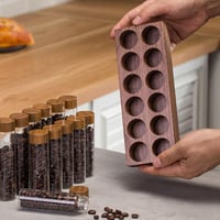 مجموعة من 12 عبوة سنقل دوز لحبوب القهوة مع قاعدة خ...