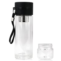 قارورة زجاجية بجدار مزدوج مع مصفاة للشاي وعاء تحضي...