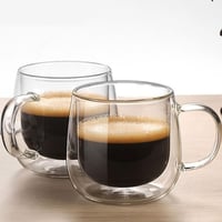 طقم كوبين قهوة زجاجي حجم - 300مل