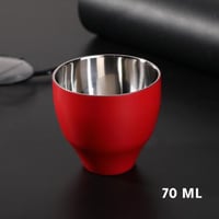 كوب قهوة اسبريسو ستيل 70 مل احمر - Stainless Steel...