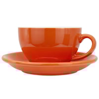 كوب قهوة مع صحن برتقالي 200 مل