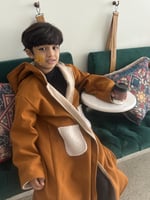 فروه ولادي مع شال دبل فيس لون جملي مع بيج