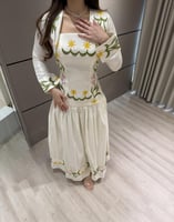 فستان العيد ناعم قطعتين بتطريز ورود