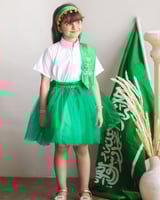 طقم وطني بناتي( تنوره اخضر مع قميص)