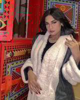 فروة نسائي قماش جلد مبطن بفرو من الداخل وفرو مدرب...