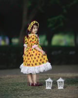 فستان شالكي اصفر /دانتيل